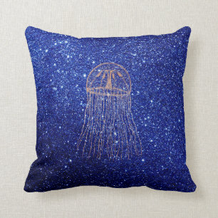 Coussin Pêche d'or de rose rose de bleu d'océan de vie