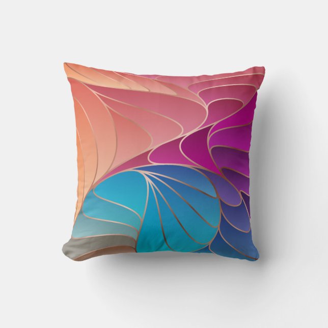 Coussin Pêche, Mauve, Violet, Bleu Nouveau Art Nouveau Jeu (Recto)