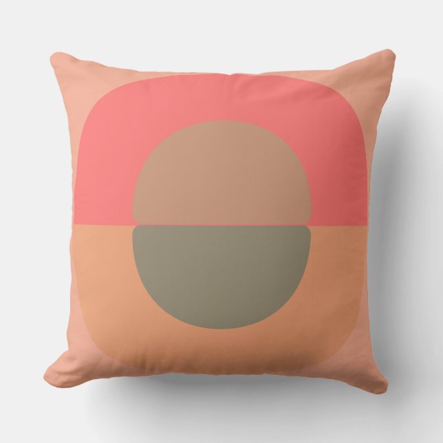 Coussin Pêche moderne et olive du milieu du siècle (Recto)