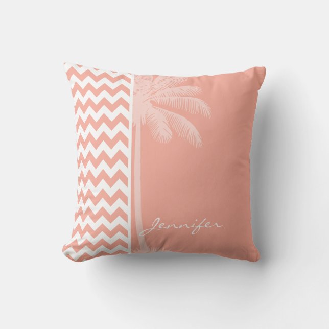Coussin Pêche profonde Chevron; Palme d'été (Recto)