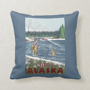 Coussin Pêcheur de mouche - cari, Alaska