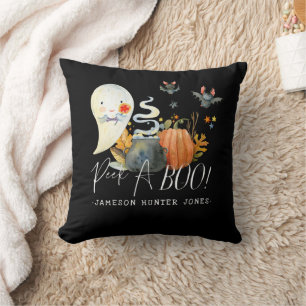 Coussin Peek-A-Boo   Petit fantôme Monogrammé Halloween