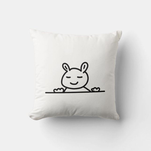 Coussin Peekaboo Rabbit Cartoon croquis classique (Recto)