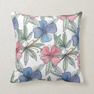 coussin peint à la main de fleur d'aquarelle