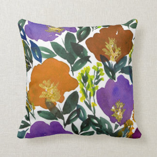 coussin peint à la main de fleurs d'aquarelle