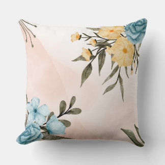 Coussin Peint avec des fleurs d'aquarelles