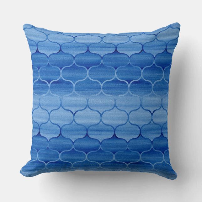 Coussin Peint motif léger et bleu-foncé d'Ogee (Recto)
