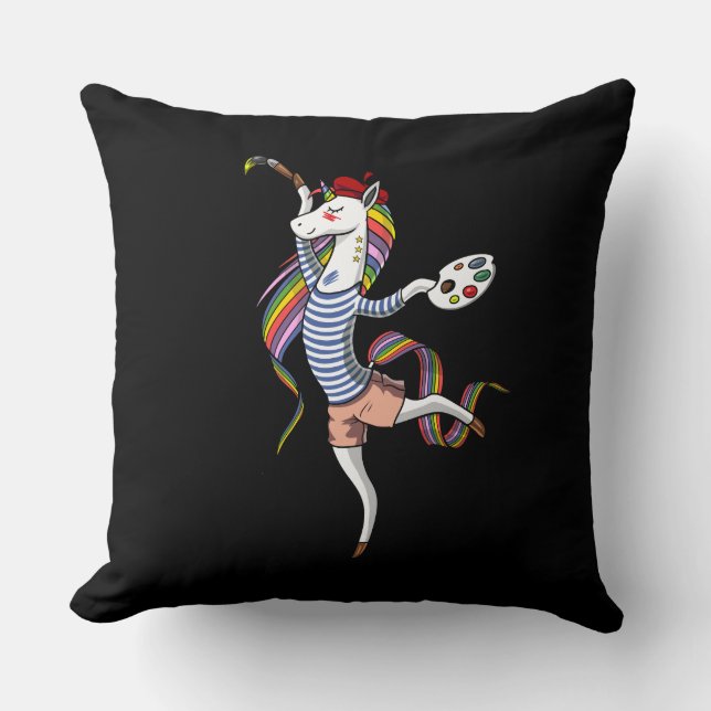Coussin Peintre Unicorne Artiste Peinture Art Étudiant (Recto)