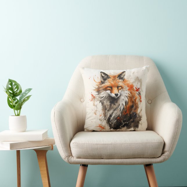 Coussin Peinture à l'encre de renard (Chaise)