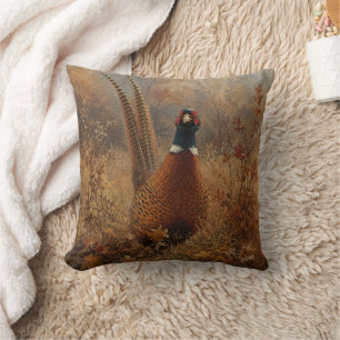 Coussin Peinture à l'huile de faisan d'automne 