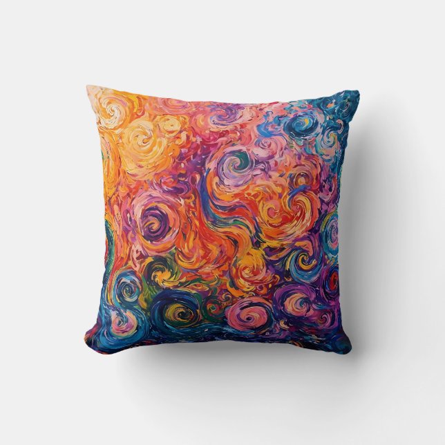 Coussin Peinture à l'huile de tourbillons psychédélique (Recto)