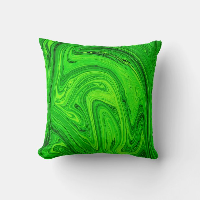 Coussin Peinture à l'huile verte abstrait arrière - plan.  (Recto)