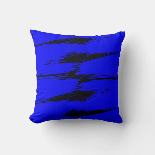 Coussin Peinture à pinceau bleu et noir (Recto)