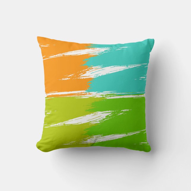 Coussin Peinture à pinceau vert orange citron vert (Recto)