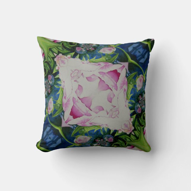 Coussin peinture Abstraite à l'aquarelle fleurie de pivoin (Recto)