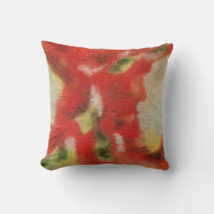 Coussin Peinture Abstraite de l'art Rouge Orange Jaune Tex