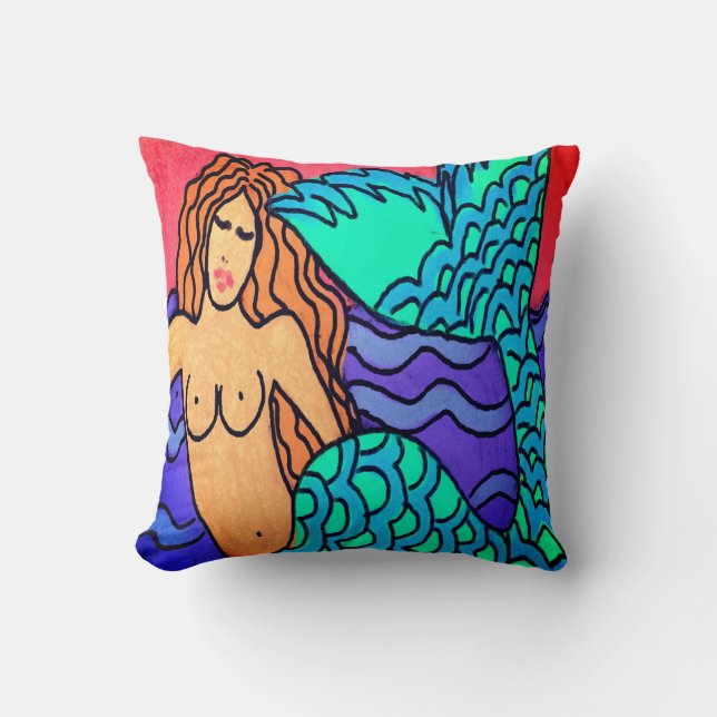 Coussin Peinture Abstraite de sirène numérique (Recto)