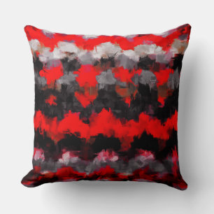 Coussin Peinture Abstraite en gris rouge noir