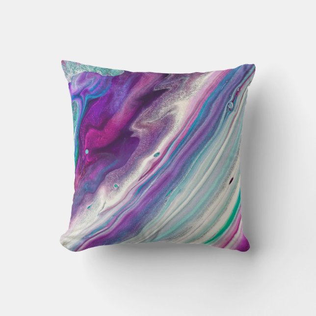 Coussin Peinture Abstraite mauve et turquoise (Recto)