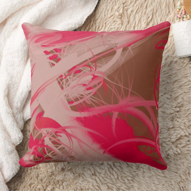 Coussin Peinture Abstraite rose éclaboussée Brown (Couverture)