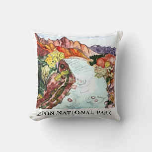 Coussin Peinture aquarelle du parc national Zion colorée