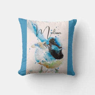 Coussin Peinture aquarelle Troglodyte bleu Oiseaux austral