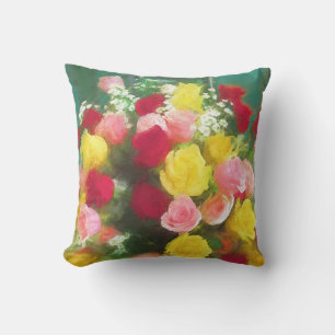 Coussin Peinture Bouquet Rose - Jolie Art Fleur Originale
