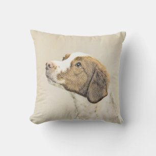 Coussin Peinture Brittany - Joli Art Original de Chien