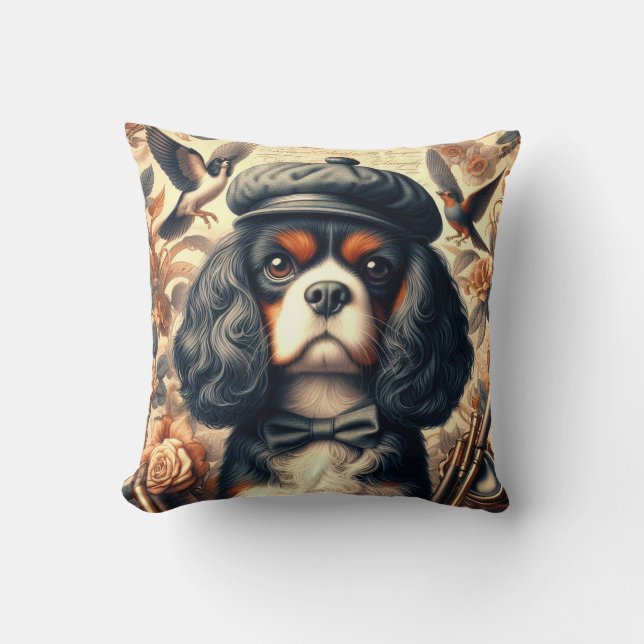 Coussin Peinture Cavalier King Charles Spaniel (Recto)