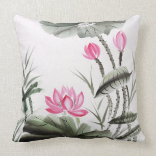 Coussin Peinture d'aquarelle de fleur de Lotus
