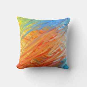 Coussin Peinture d'art Abstrait bleu orange 6