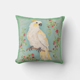 Coussin Peinture de cacatoès de style chinoiserie