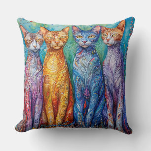 Coussin Peinture de chats colorés mignons
