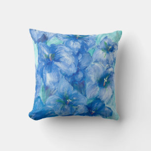 Coussin Peinture de gentiane bleue sauvage 
