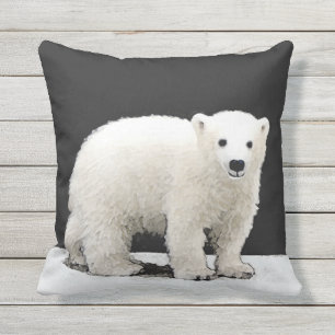 Coussin Peinture de l'ours polaire - Art original de la fa