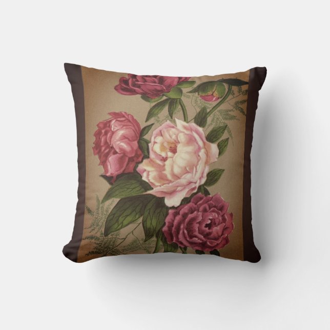 Coussin Peinture de roses roses et rouges (Recto)