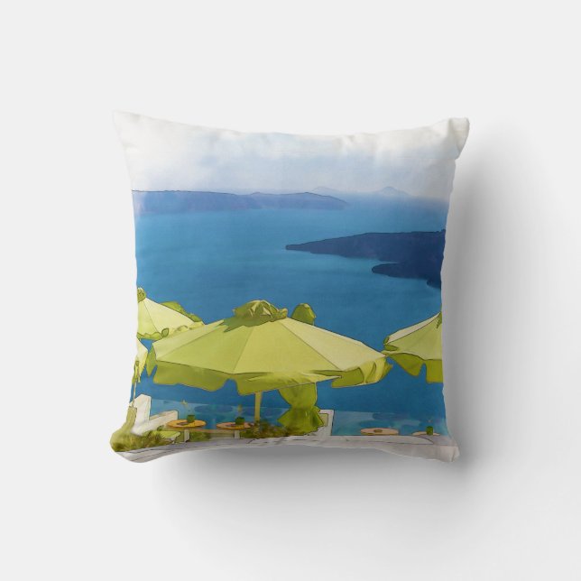 Coussin Peinture de Santorini Grèce (Recto)