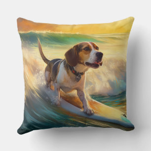 Coussin Peinture de surf de la plage Beagle