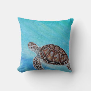 Coussin Peinture de tortue de mer de natation