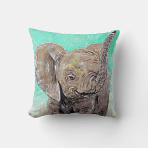 Coussin Peinture d'éléphant bébé