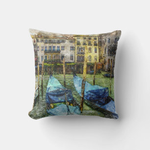 Coussin Peinture des gondoles du canal de Venise