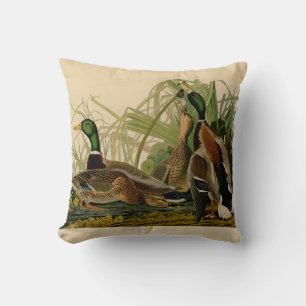 Coussin Peinture d'oiseaux de Mallard Duck Audubon