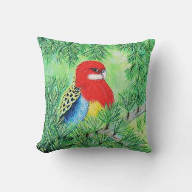 Coussin Peinture d'oiseaux Red Rosella (Recto)
