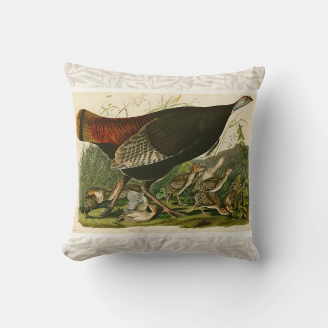 Coussin Peinture d'oiseaux sauvages de Turquie Audubon (Recto)