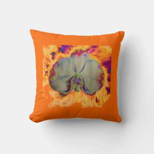 Coussin Peinture d'orchidée à l'aquarelle abstraite bohème