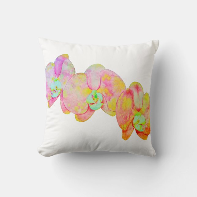Coussin Peinture d'orchidée couleur aquarelle (Recto)
