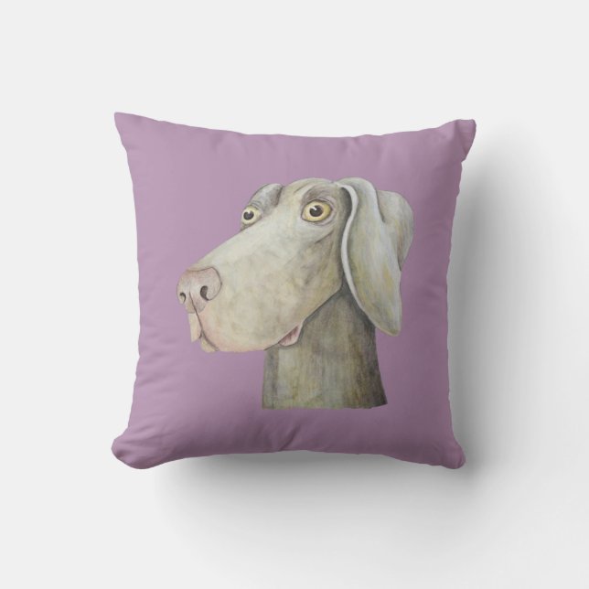 Coussin Peinture drôle d'aquarelle de chien de weimaraner (Recto)