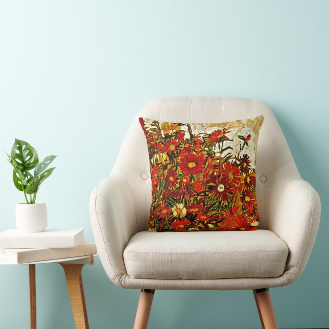 Coussin Peinture Egon Schiele, Champ de fleurs (Chaise)