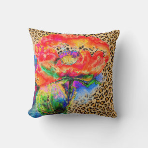 Coussin Peinture élégante de coquelicot rouge - imprimé lé