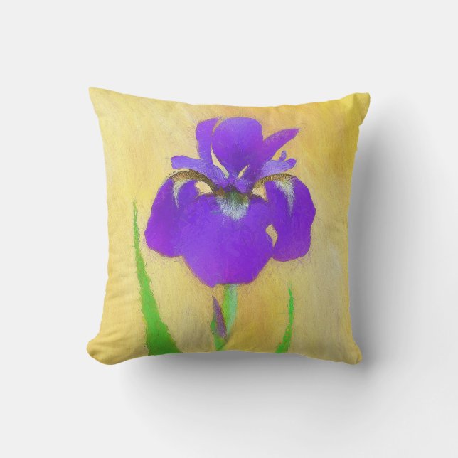Coussin Peinture Iris à pois pourpre - Chien original mign (Recto)